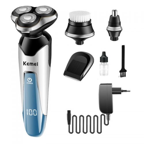 Kemei 4 in 1 Electric Shaver Washable Nose Hair Trimmer Electric Razor Men Shaving Machine Grooming Kit Face Cleanser - KM-5390
