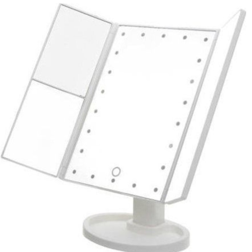 Superstar Magnifying Mirror Triple Makeup Mirror with LED Light (White)