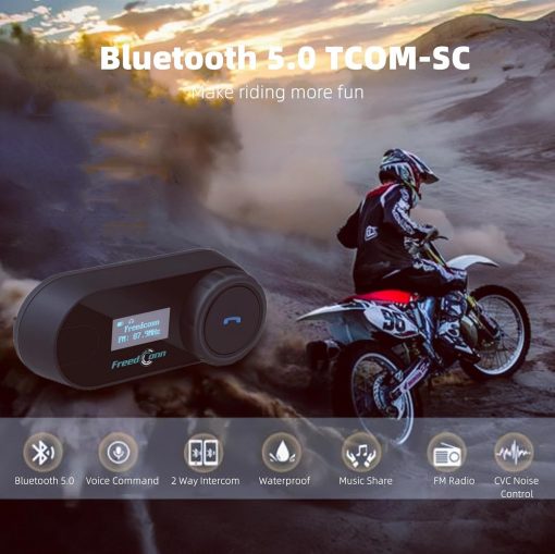 Bluetooth Intercom System For Helmets with LCD Screen FreedConn - TCOM-SC