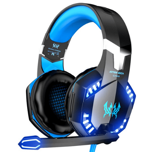 Gaming Headset, Surround Audio Gaming Headphones with Noise Cancelling Mic, LED Light & Soft Memory Earmuffs - Kotion Each G2000