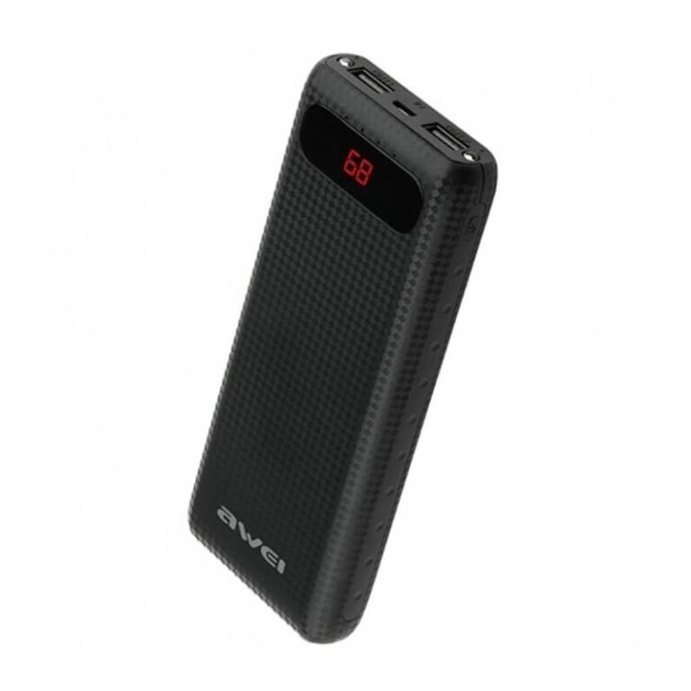 Power Bank 20000 mAh With 2 USB LCD Display Awei P70K -Black