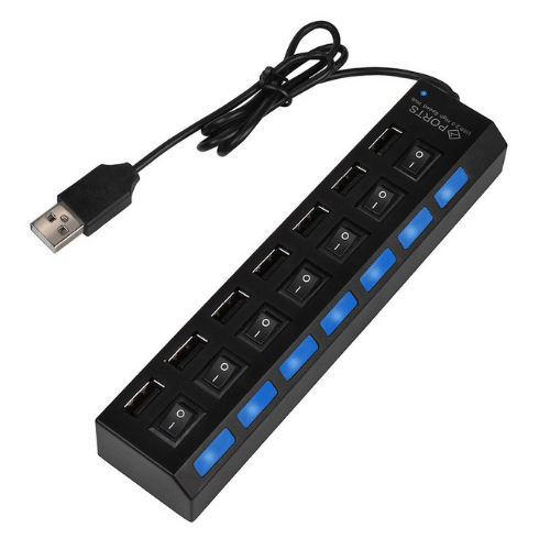 7-Port USB 2.0 Multi Charger Hub + High-Speed Adapter ON/OFF Switch for Laptop PC