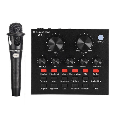 Live Sound Card V8 Pro Audio USB Headset Microphone Webcast for Phone, Computer RM180