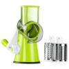 Drum Grater 3 in 1 Hand-Cranked Rotary Grater Fruit Chopper Vegetable Slicer Cutter Manual Grater Slicer Potato Kitchen Cooking Vegetable Tool Bar Restaurant Tool Green-HYU3355