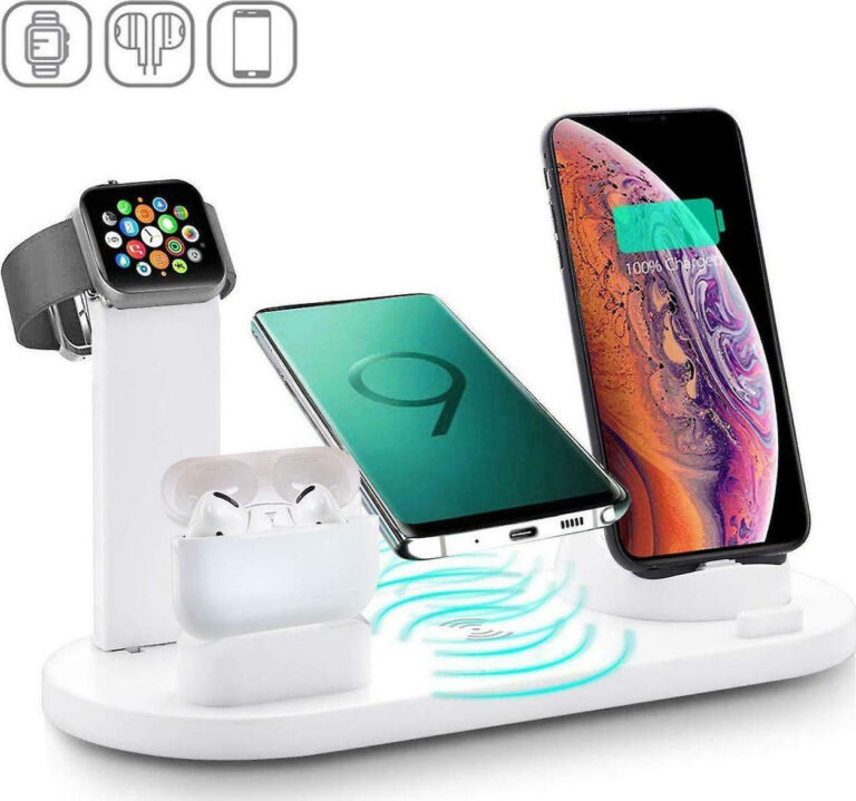 Andowl Wireless Multi-Function Charging Stand Charger Dock 3 in 1 Rotatable Charger Dock for iPhone/Micro USB/Type-C phone Q-L023