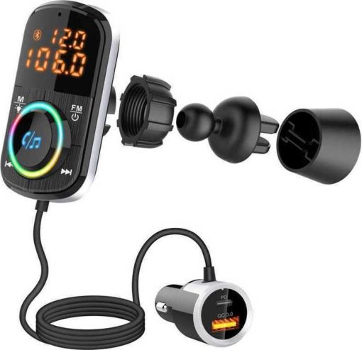 Car Charger with Bluetooth 5.0 FM LCD Screen Mp3 Player Handsfree Car Kit-BC71