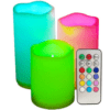 Set of 3 Color Changing Led Pillar Candles C-553014 with RemoteMulti Colored Flickering Outdoor Waterproof Flameless Candles Battery Operated