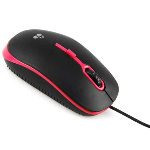 POWERTECH Wired Mouse 3D, Optical, 1600DPI, USB, 4 Buttons, 1.35m Cable, Black-Red For PC PT-606