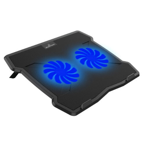 POWERTECH Cooling Pad With Silent Fan Technology, Up To 15.6", Metal Mesh, 2x 125mm Fans, Blue LED, Black PT-930