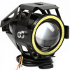 OEM Waterproof LED Motorcycle Projector Lens With White Hoop Light, Cree U7 Angel Eye Led 15W IP67 3 Operating Ladders, 1098Lumens, Black MRK2339874