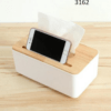 Plastic Tissue Box With Phone Space Waterproof Bamboo Wooden Cover Holder 3162