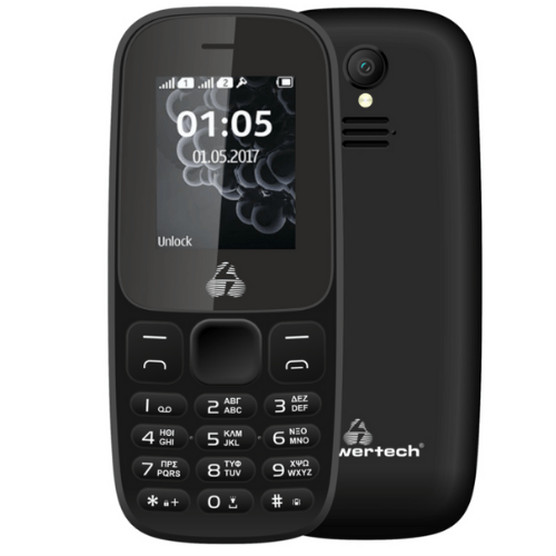 POWERTECH Mobile Phone Milly Small II, With Torch, Dual SIM, Camera, Expandable Memory, 1000mAh, Black PTM-27