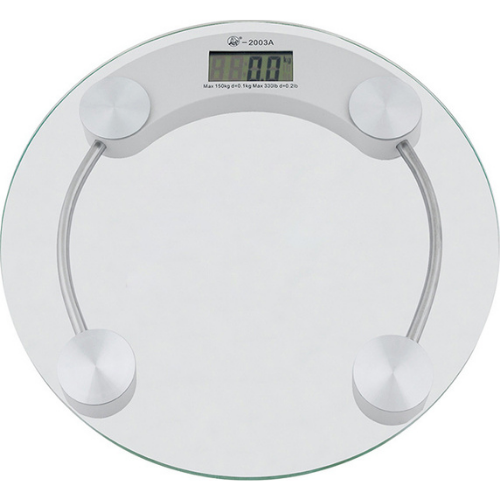 Electronic Round Glass Bathroom Scale With 4 Precision Sensors Transparent Color 180 Kg 2003A