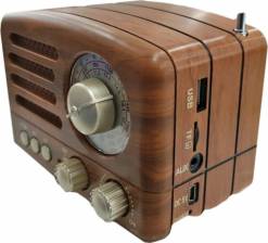 CMiK Retro Desktop Portable Radio Rechargeable With Bluetooth And USB Brown USB SD Mp3 Player Recorder MK-615BT