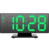 LED Mirror Table Clock In Black Color With Green Letters DS-3618L