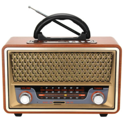 MEIER M-157BT Radio Brown-Gold Φορητό Επιτραπέζιο Ραδιόφωνο με Ρετρό σχεδίαση, κάρτα Usb, Tf, Bluetooth, Επαναφορτιζόμενο, καφέ-χρυσό, MEIER M-157BT