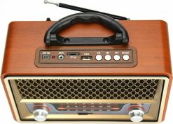 MEIER M-157BT Radio Brown-Gold Φορητό Επιτραπέζιο Ραδιόφωνο με Ρετρό σχεδίαση, κάρτα Usb, Tf, Bluetooth, Επαναφορτιζόμενο, καφέ-χρυσό, MEIER M-157BT Athens