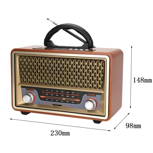 MEIER M-157BT Radio Brown-Gold Φορητό Επιτραπέζιο Ραδιόφωνο με Ρετρό σχεδίαση, κάρτα Usb, Tf, Bluetooth, Επαναφορτιζόμενο, καφέ-χρυσό, MEIER M-157BT gadget mou