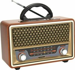 MEIER M-157BT Radio Brown-Gold Φορητό Επιτραπέζιο Ραδιόφωνο με Ρετρό σχεδίαση, κάρτα Usb, Tf, Bluetooth, Επαναφορτιζόμενο, καφέ-χρυσό, MEIER M-157BT greece