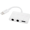 FOYU Lightning Charging & Audio Adapter In Dual Audio Jack 3.5mm AUX & Lightning White FO-S034