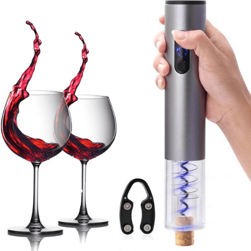 4pcs Electric Wine Opener Set Cordless Corkscrew Vacuum Stopper Pourer with Foil Cutter Kitchen Barware Tool EWO-4EVWF