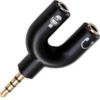 FOYU Stereo Audio Splitter 3.5mm Jack Male In 2x3.5mm Jack Mic And Headphones Black FO-S035