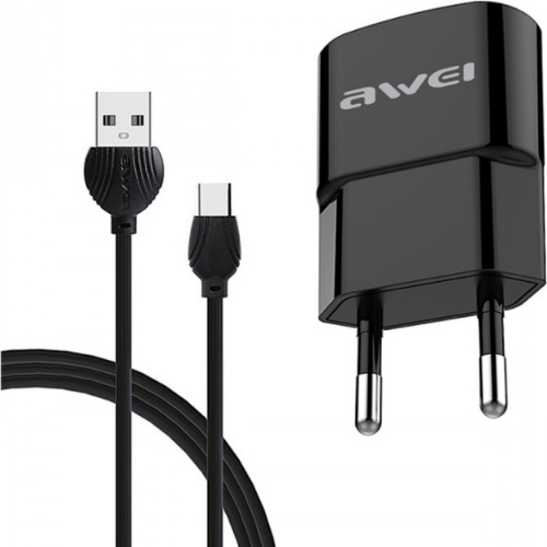 AWEI Charger With Type-C USB Data Transfer Cable Fast Charging C-831T