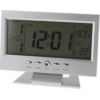 Digital Desktop Clock With LCD Sensor Alarm Clock, Temperature Voice Control Back-Light Silver DS-8082