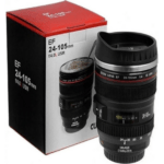 Caniam Camera Lens Shape Mug With Stainless Steel Inside 0.4lt Black EF 24-105mm