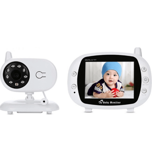 Wireless Baby Intercom with Camera, 3.5" Color LCD Screen, Night Vision, Temperature Detection, Microphone and Lullabies Bm9525