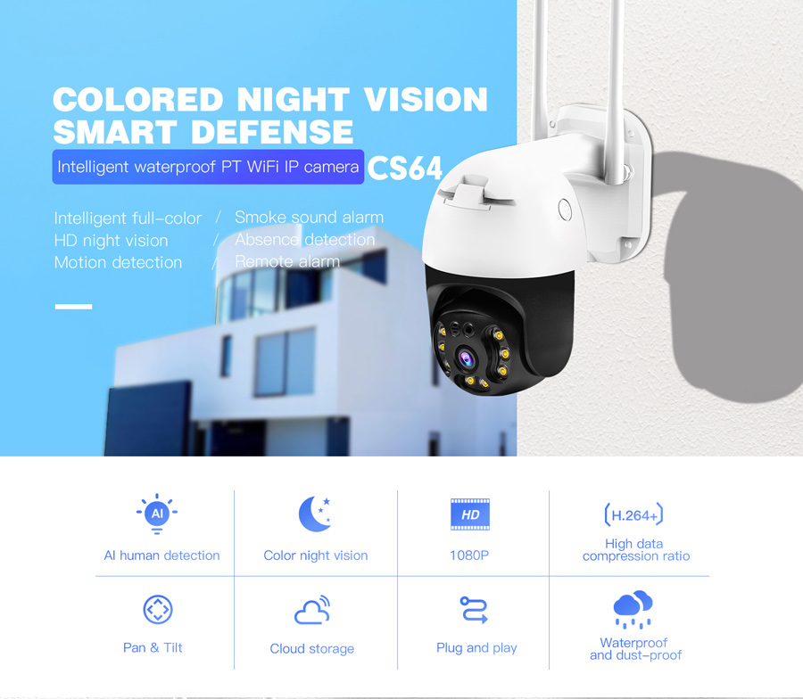 VSTARCAM smart IP κάμερα CS64 αδιάβροχη IP66 3MP WiFi cloud/micro SD ...