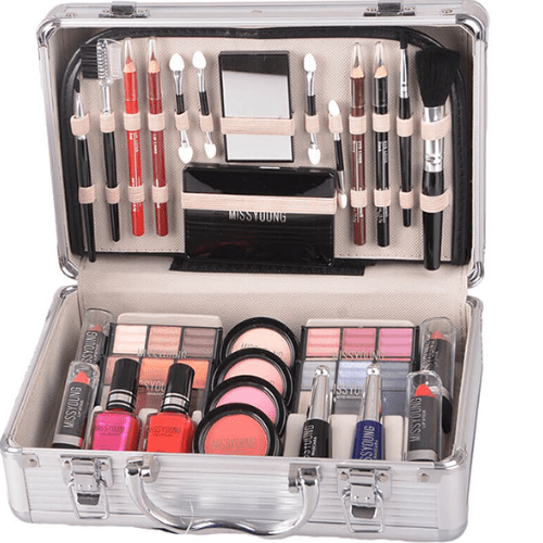 MC1157 Miss Young Make-Up Kit Makeup Case with Cosmetics, Brushes, Eyeshadow & Mirror