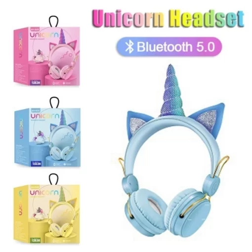 AH805 Unicorn Kids Headphones Pink AH805 Unicorn Ασύρματα/Ενσύρματα On Ear Παιδικά Ακουστικά Ροζ