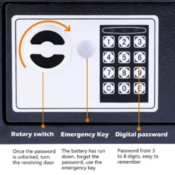 SB-17E POWERTECH Security safe 3-8 digits 17x23x17cm