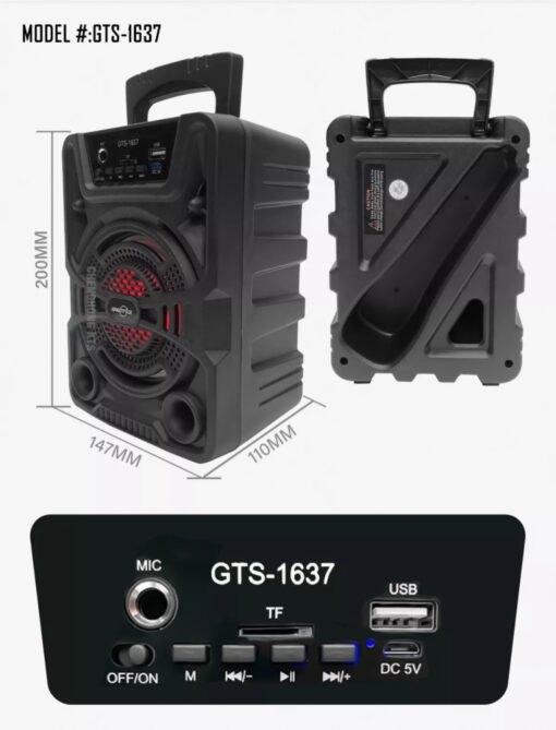 GTS 1637 Portable Bluetooth Speaker