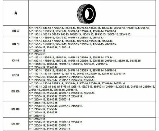 Snow Chains KN70 Anti-slip 12mm thick for Passenger Car 2pcs