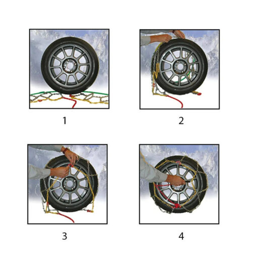 Snow Chains KN 100 Anti-Slip 12mm Thick for Passenger Car 2pc