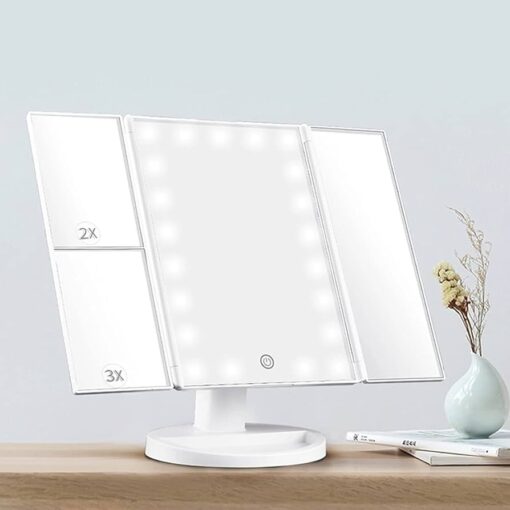 Factory Table Makeup Mirror with Light 28x28cm White