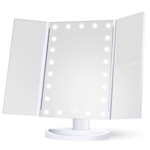 Factory Table Makeup Mirror with Light 28x28cm White