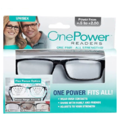 Unisex Presbyopia Glasses One Power Reader Adjustable up to +2.50 in Black