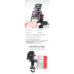 Motowolf Motorcycle Mobile Phone Holder with USB Charging Port MDL2821B-T