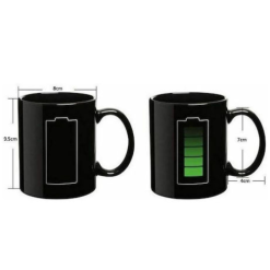 Mug Charging Battery Black Porcelain