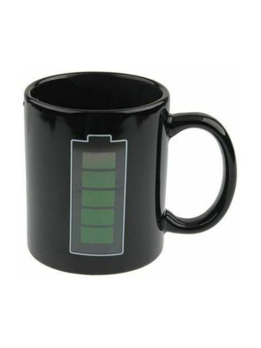 Mug Charging Battery Black Porcelain