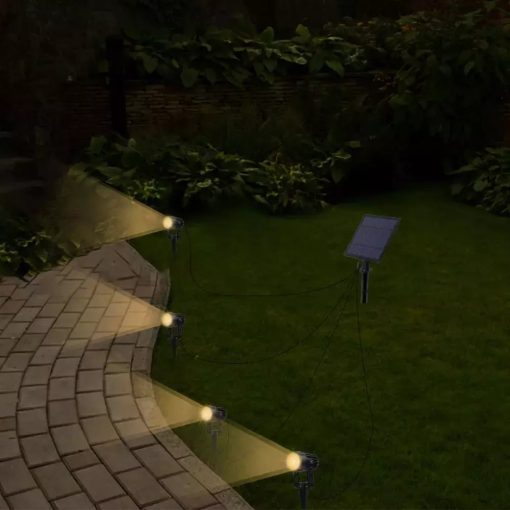 Set of 4 Studded Solar Lights Warm White 3000K with Photocell IP65