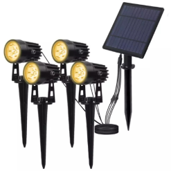 Set of 4 Studded Solar Lights Warm White 3000K with Photocell IP65