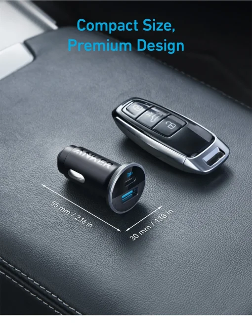 Anker Car Charger Black with Ports: 1xUSB 1xType-C