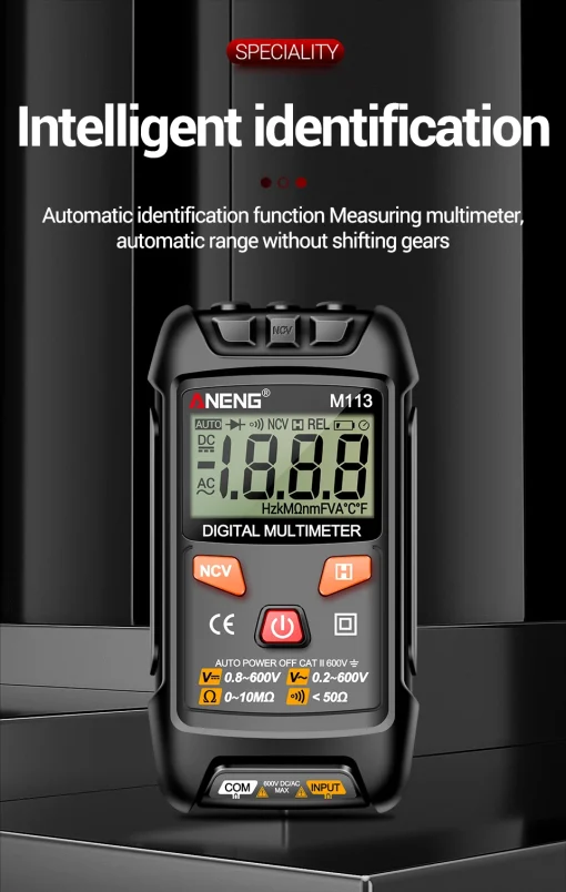 Aneng M113 Digital Multimeter 1999 Counts - Black