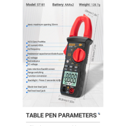 ANENG ST181 Digital Clamp Meter 4000 Counts Multimeter DC/AC Current Ammeter Voltage Tester Car Amp Hz Capacitance NCV Ohm Test