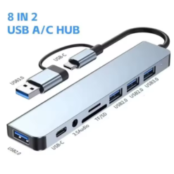 8 In 1 Adapter Hub Bleksy 3.0 Type-c Input Socket 3 Usb 2.0 Ports 1 Usb 3.0 Port 1 Usb-c Port 1 Audio Jack Port Tf Sd Card