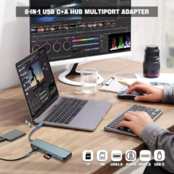 8 In 1 Adapter Hub Bleksy 3.0 Type-c Input Socket 3 Usb 2.0 Ports 1 Usb 3.0 Port 1 Usb-c Port 1 Audio Jack Port Tf Sd Card